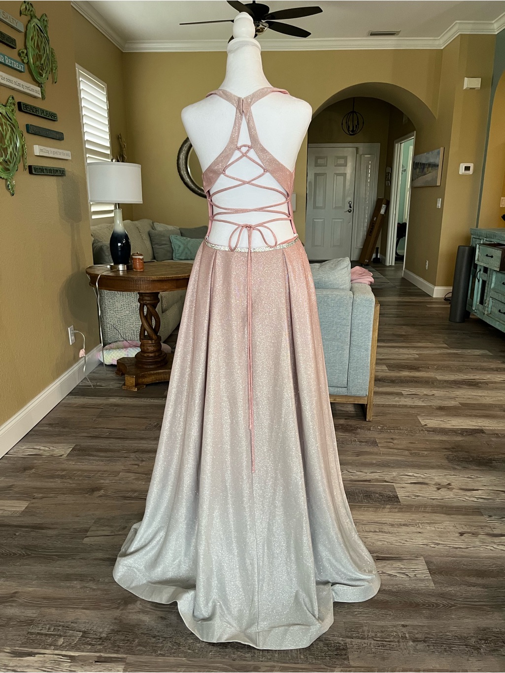 Metallic Ombre Ball Gown - Shimmering Pink